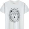 White tee with mandala - styled wolf head print (Men & Women).