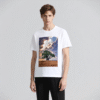 White tee with lone tree & field landscape print (Men & Women).