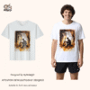 White tee with a man and guitar watercolor print (Men & Women).