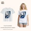 White tee with starry - dress woman & moon watercolor print (Men & Women).