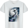 White tee with starry - dress woman & moon watercolor print (Men & Women).