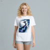 White tee with starry - dress woman & moon watercolor print (Men & Women).