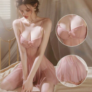 Sexy women's pajamas, high-end temptation, hot small breasts show big - Pink, S
